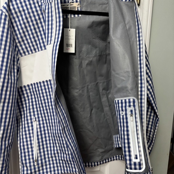 Tory Sport Blue Pigment Gingham Reflective Jacket - Picture 6 of 6